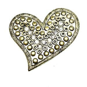 Chico’s Rhinestone Heart Brooch Signed AHA American Heart Association 2007